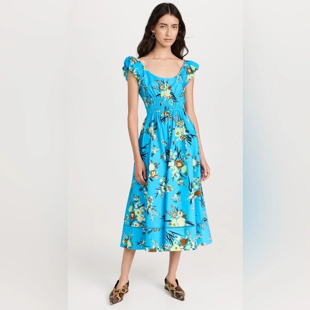 NWT $448 Tory Burch Printed Scoop-Neck Dress